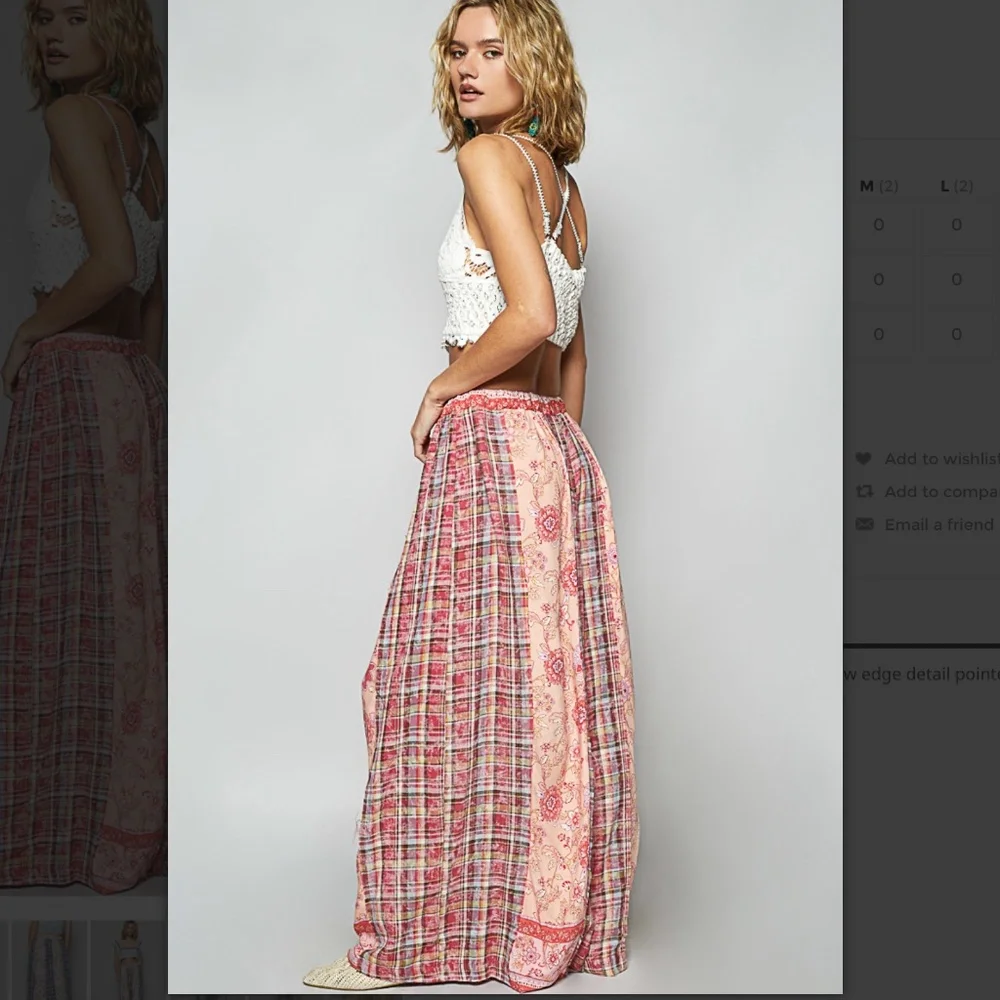 POL Women's Wide Leg Pants - Pink and Red Plaid - Picture 5 of 5